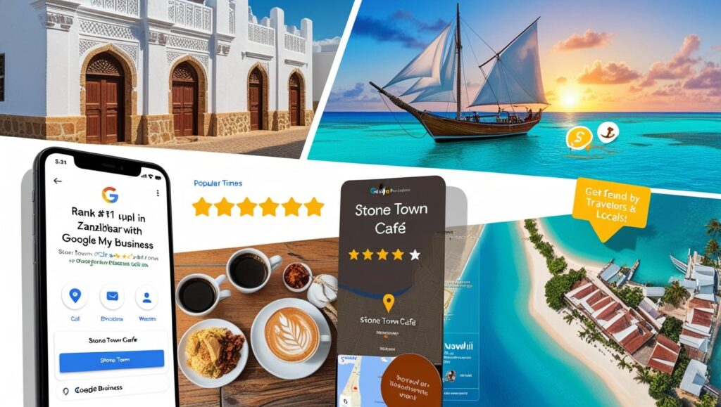 Digital marketing Zanzibar landscape with local business and tourism growth

