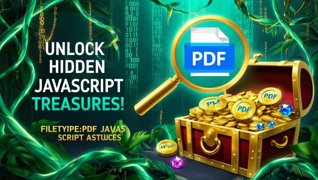 creenshot of Google search results using 'filetype:pdf javascript astuces' showing downloadable PDF JavaScript guides