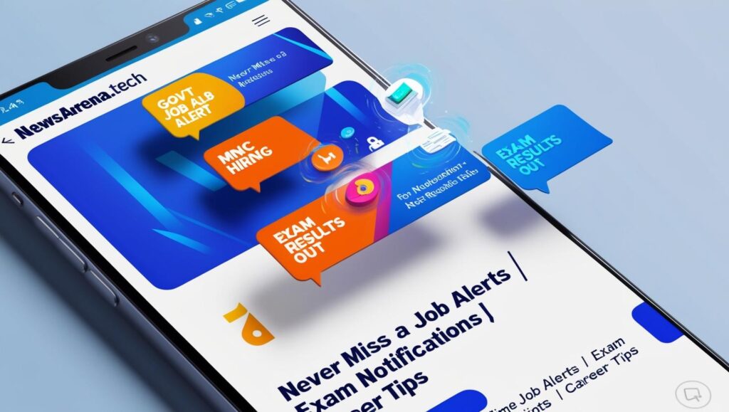 A job seeker browsing NewsArena.Tech for the latest verified job openings on a laptop