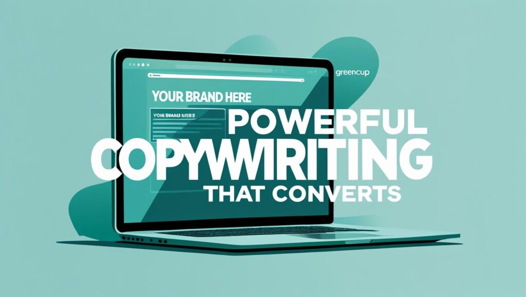 Professional Greencup Digital copywriter working on a laptop, crafting SEO-friendly website content for a small business client.