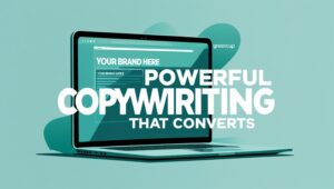 Professional Greencup Digital copywriter working on a laptop, crafting SEO-friendly website content for a small business client.