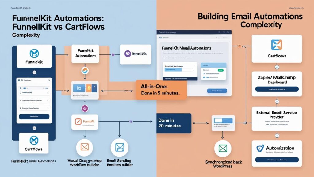 "FunnelKit vs CartFlows comparison for email marketing automation and WooCommerce integration in 2025"