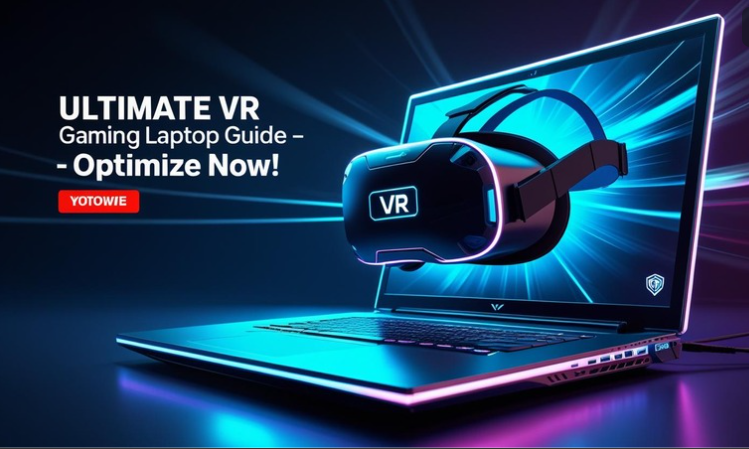 Optimized gaming laptop setup with VR headset and accessories for immersive virtual reality experience