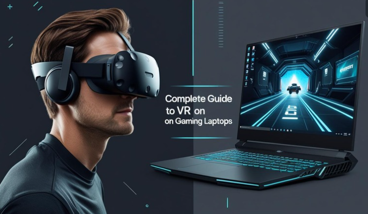Optimized gaming laptop setup with VR headset and accessories for immersive virtual reality experience