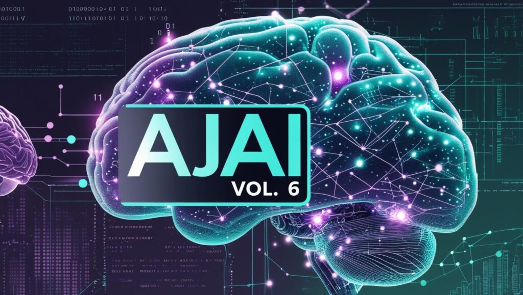 Cover page of the American Journal of Artificial Intelligence Volume 6 featuring AI-themed illustrations and research highlights