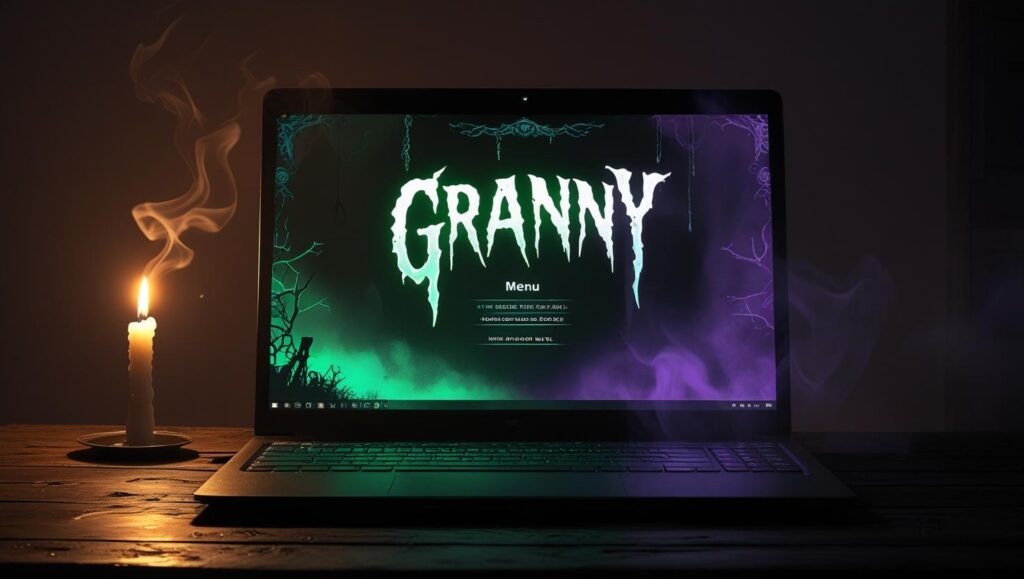 Screenshot of Granny horror game running on a laptop screen using Utility AHZVYB2X96E for installation

