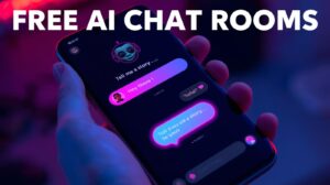 Screenshot of a free AI chat room interface similar to SpicyChat